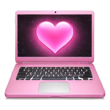 sparkling pink laptop with a heart on the screen sticker