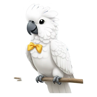 White cockatoo with bow sticker
