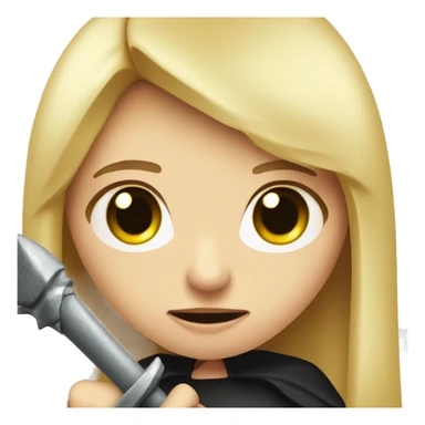 cute blonde girl holding a vampire stake with a fear look on he face sticker