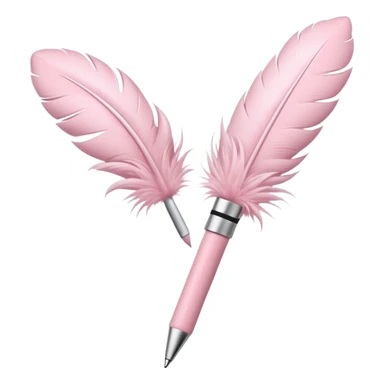 Powder pink pen with furry feathers at the top sticker