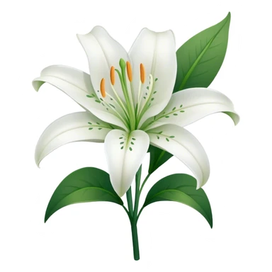 single Snow White Lily, straight stem sticker