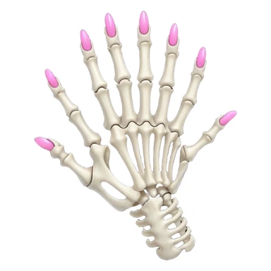 skeleton hand with long pink nails sticker