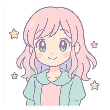 anime character, pastel colors, soft features, gentle smile, shoujo anime style sticker