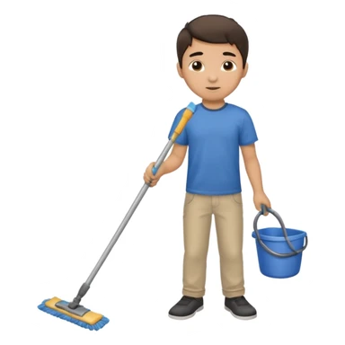 niño trapeando sticker