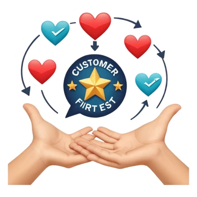 I need to create a slack emoji of: Customer-First. Create one for me, it should have the text as well with some attractive visual. Give me 10 ideas sticker