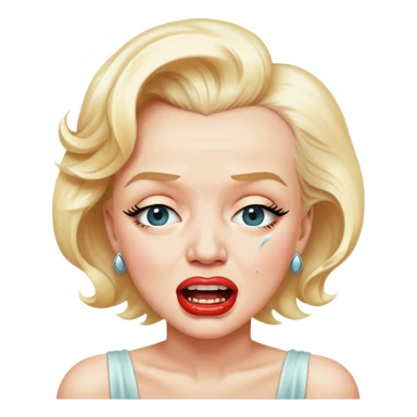 Marilyn Monroe with the closed mouth holding back teeth is crying ￼ sticker