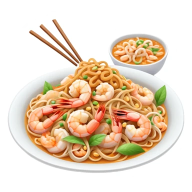 Thai pad thai noodles street food with pastel colors sticker