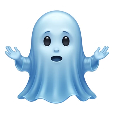 cartoon blue ghost with a wavy bottom sticker