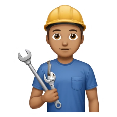 Mechanic + wrench + oil stain sticker