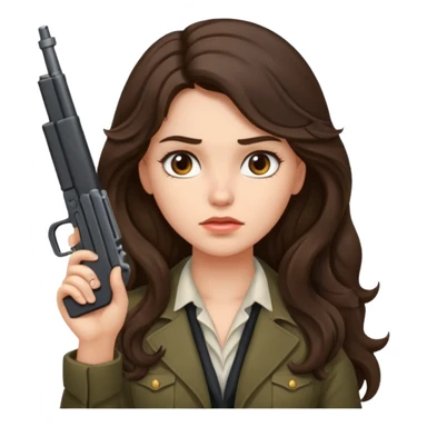 A brunette with long wavy hair girl who is about to kill herself with a littlr gun pointed at her temple sticker