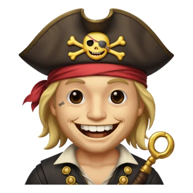 Pirate with smiley face and a eyepatch and make with one tooth sticker