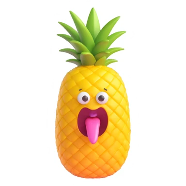 joyful pineapple sticking tongue out sticker