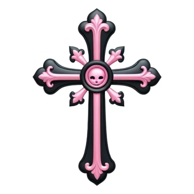 realistic 3d soft cute black pink goth cross , no woman sticker