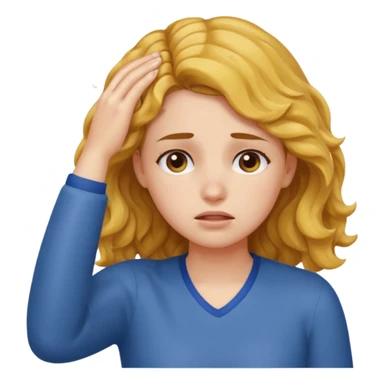 tired girl with fair wavy hair, wipes away sweats from the forehead  sticker