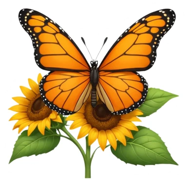 orange Butterfly on Sunflower side angle sticker