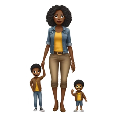 african american mom luxurious expensive clothes with son wearing dirty ripped clothes sticker