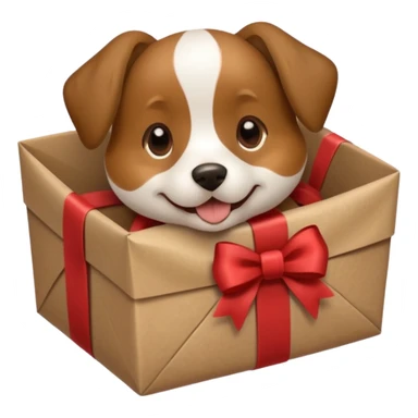 Dog in wrapped paper new yaer sticker