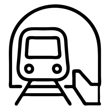 A subway train emoji at the station in the tunnel sticker