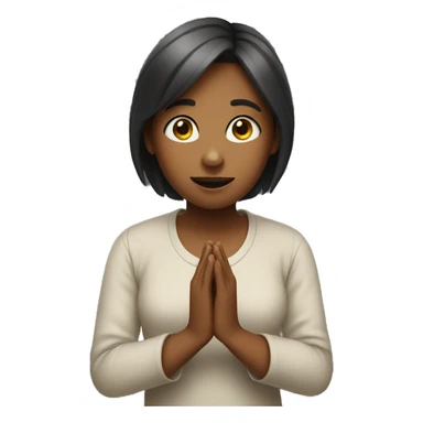 Girl with hands folded asking please sticker