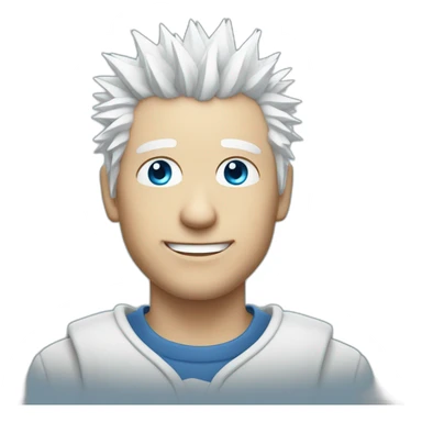 White male with spiky white hair with bright blue eyes sticker