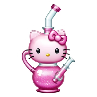 pink glittery hello kitty bong sticker