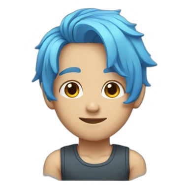 A boy modal hairstyles and it has ears buds blue hair colour  sticker