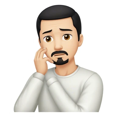 Man with black hair and goatee holding neck bent over in pain sticker