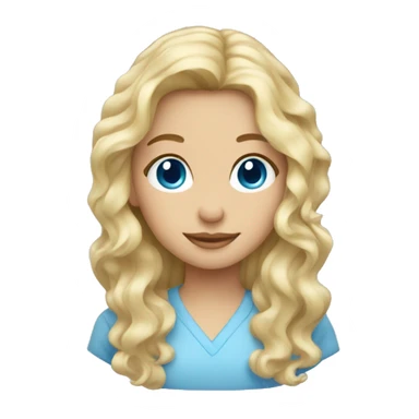 Blond wavy hair girl with blue eyes sticker