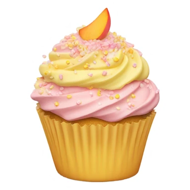 realistic cupcake with light pink frosting and light yellow cupcake wrapper and peach sprinkles and yellow sugar sprinkles… no fruit on top of cupcake sticker