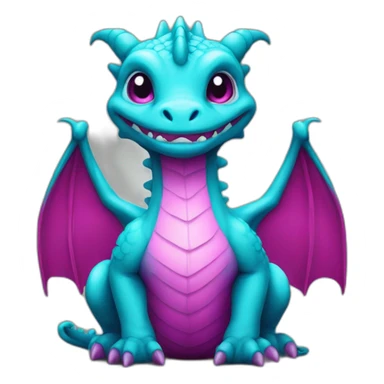 cyan and magenta baby dragon sticker