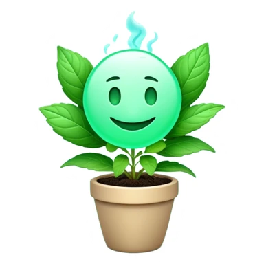 Cinematic Realistic Mint Emoji, Fresh and lively, with deep green leaves covered in tiny veins, emanating a cool, refreshing aroma. The plant’s soft, rounded edges sway gently in the breeze, inviting calm and relaxation. Soft glowing outline, capturing the essence of freshness and cooling fragrance in a fragrant mint plant! sticker