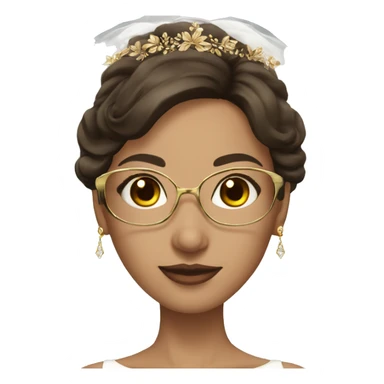 Fair skin brown eyes brunette bride with gold glasses sticker