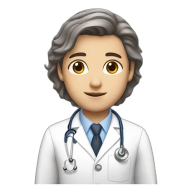 white skin brown hair brown eyes doctor sticker