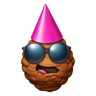 Poop emoji wearing a party hat and sunglasses sticker