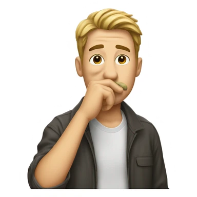 Guy wiping under his nose with index finger sticker