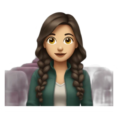 Brunette girl in a train sticker