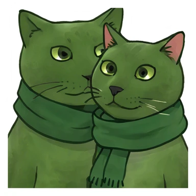 Cat cuddling another cat sticker