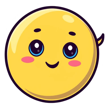 planet with misty smoky atmosphere and a cute happy face with big eyes sticker