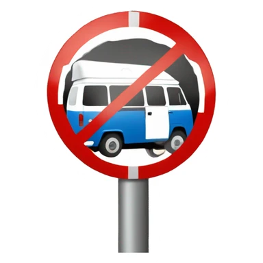round traffic sign prohibiting camper vans sticker