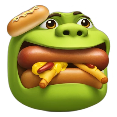 shrek eating a hotdog sticker