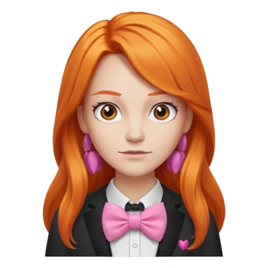 In A Clash Of Clans Aesthetic long orange hair woman with pink bowtie sticker