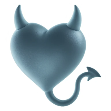 stylized devil heart with frosted matte glass texture, featuring horns and tail sticker