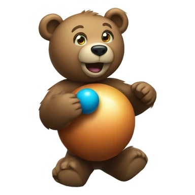 bear standing on a ball juggling balls in the forest sticker