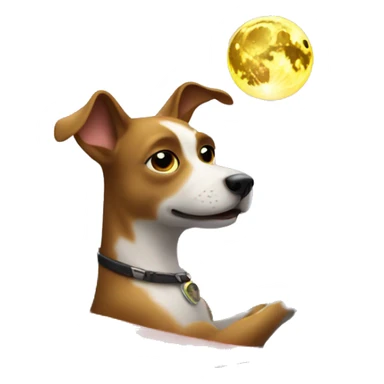 Dog driving the car to the moon  sticker
