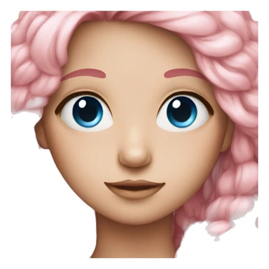 girl with soft long pink hair blue eyes sticker