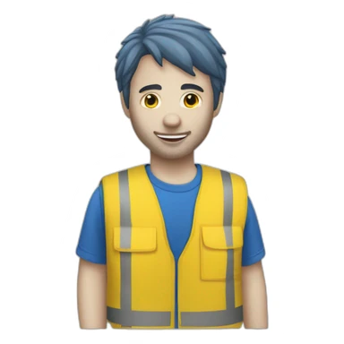 Ikea coworker blue t-shirt stripe and yellow vest sticker