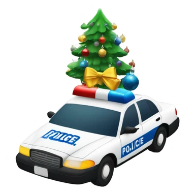 police car with Christmas decorations sticker