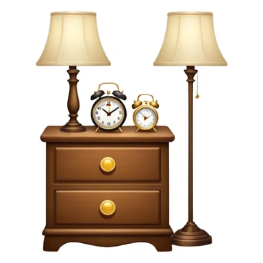Cupboard-commode-drawer-night-stand with a night lamp on, a photo on, and a digital alarm clock on sticker