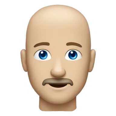 a bald white man with blue eyes and a short brown goatee sticker