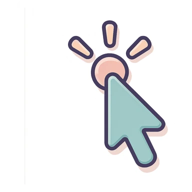 mouse cursor in icon-color-outlined style with shadows and highlights, thin clean contours, soft rounded shapes, pastel palette #98B5BC, #B5B3C1, #C9A3C9, #E4C0CA, #F7DCD1, #F7C0AA, modern Japanese pop art and sticker aesthetic, soft lighting, transparent background, cursor appearing to click on a button, multiple pose and angle variations sticker